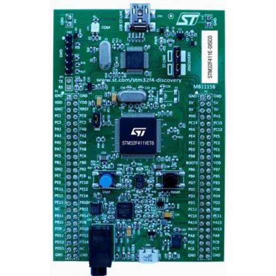 STMICROELECTRONICS STM32F411E-DISCO Development Board, STM32F411VE STM32 Discovery, MEMS Sensors, USB OTG, Extension Header