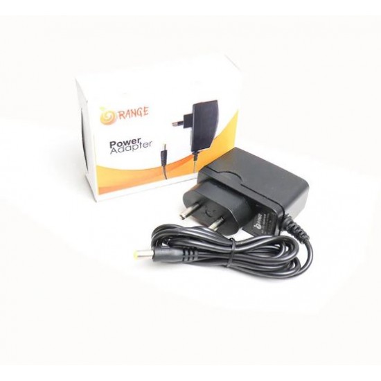Orange 12V 1A Power Supply with 5.5mm DC Plug Adapter