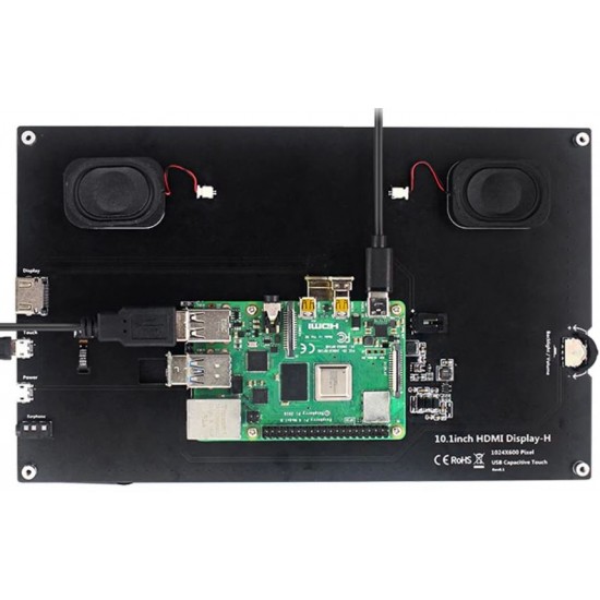 10.1 Inch HDMI Capactive Touch LCD 1024x600 With Speakers And Raspberry Pi Mount