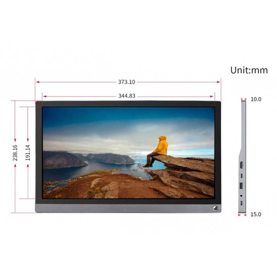 Waveshare 15.6 inch Universal Portable Touch Monitor, 1920×1080 Full HD, IPS, HDMI/Type-C