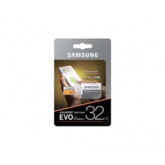 Samsung EVO Class 10 32GB MicroSDHC Memory Card with SD Adapter