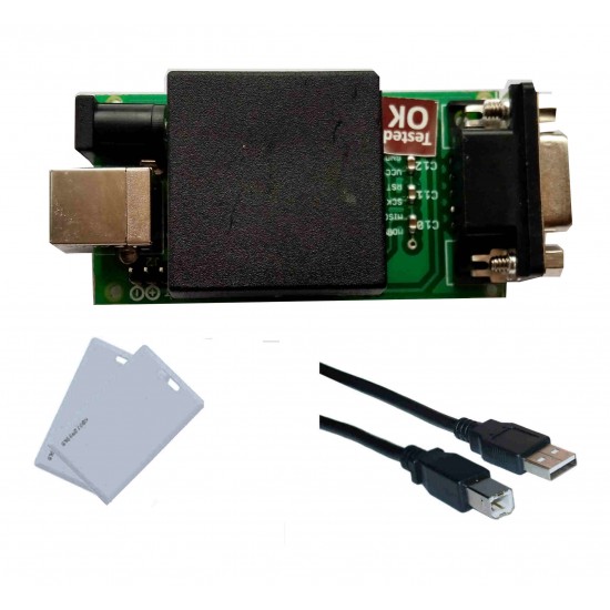 USB RFID CARD READER WITH USB AtoB CABLE AND TWO RFID CARDS- 125KHz Operating range