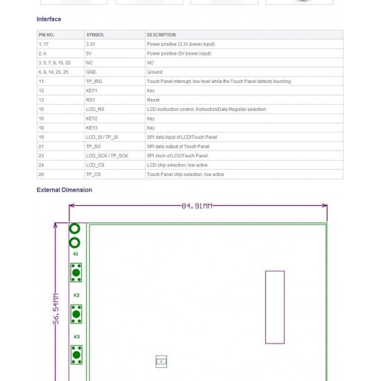 3.2 inch LCD Touch Display Module 320*240 TFT Resistive Touch Screen Panel with SPI Interface for Raspberry Pi