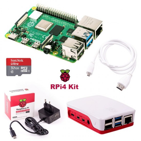Raspberry Pi 4 Model B - 1GB / 2GB / 4GB / 8GB Complete Starter Kit (RPi4B, Case, Adapter, NOOBS Card, microHDMI cable)