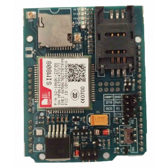 SIM808 Arduino Shield for GSM / GPRS GPS / GNSS tracking with CALL & SMS facility