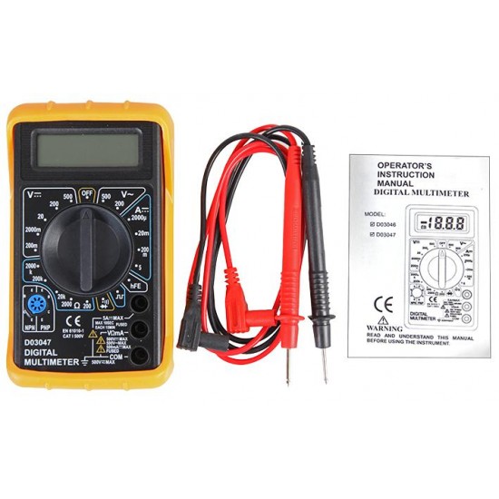 DURATOOL D03047 Handheld Digital Multimeter, DC Current, AC/DC Voltage, Continuity, Diode, Resistance, Transistor